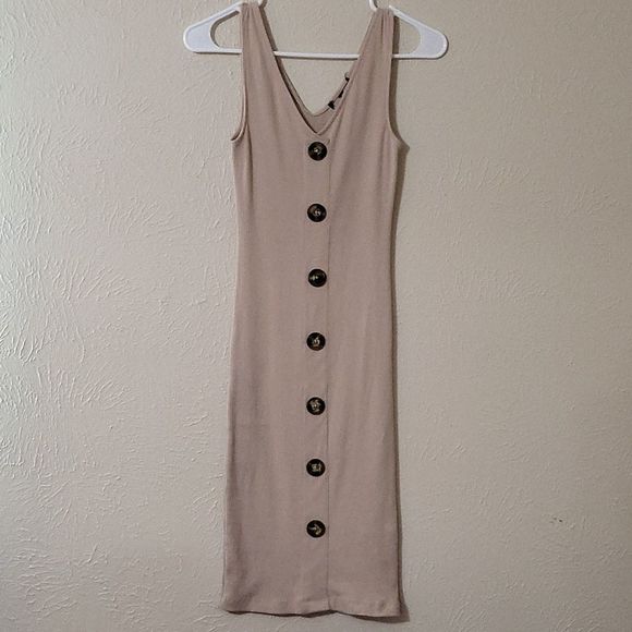 AVICI Tan Button Down Ribbed Dress S - Picture 2 of 6